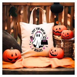 Boo Jee Trick or treat Halloween bag Cotton Canvas Tote Bag